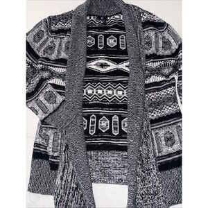 Gap Sweater Womens S Jacquard Aztec Open Front Cardigan Coat Chunky Knit Shawl